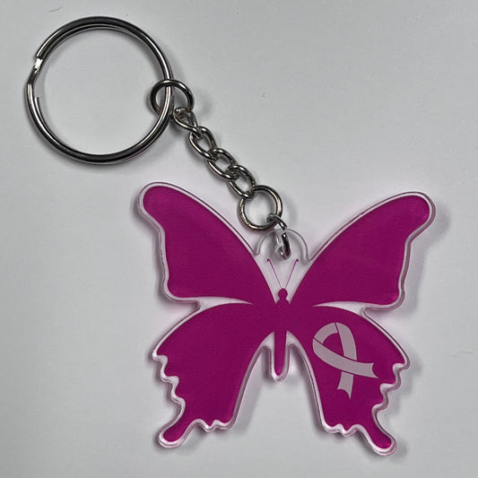 Breast Cancer Butterfly Keychain